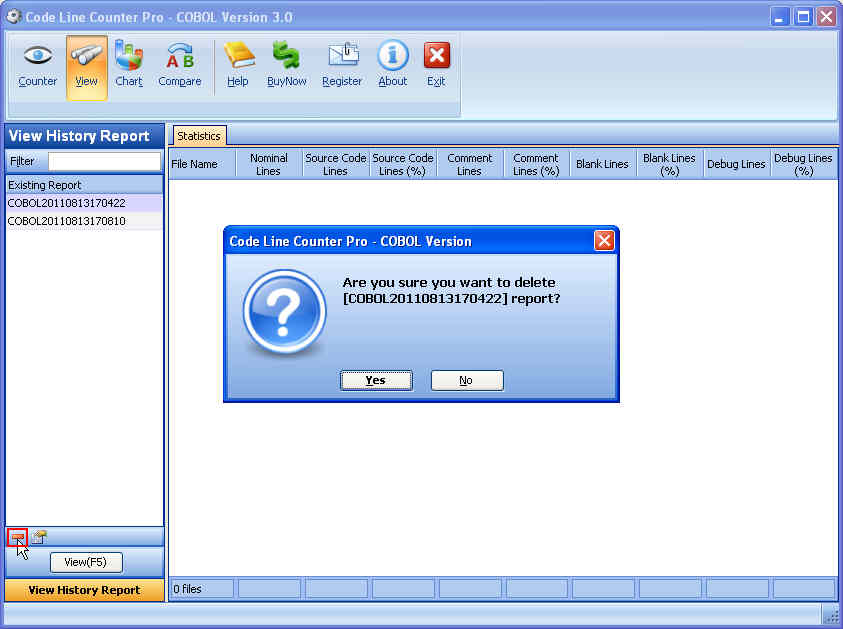 Delete Selected Report ScreenShot