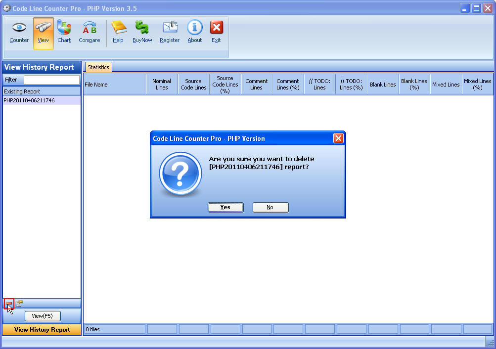 Delete Selected Report ScreenShot