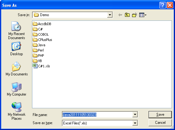 Export Selected Report ScreenShot